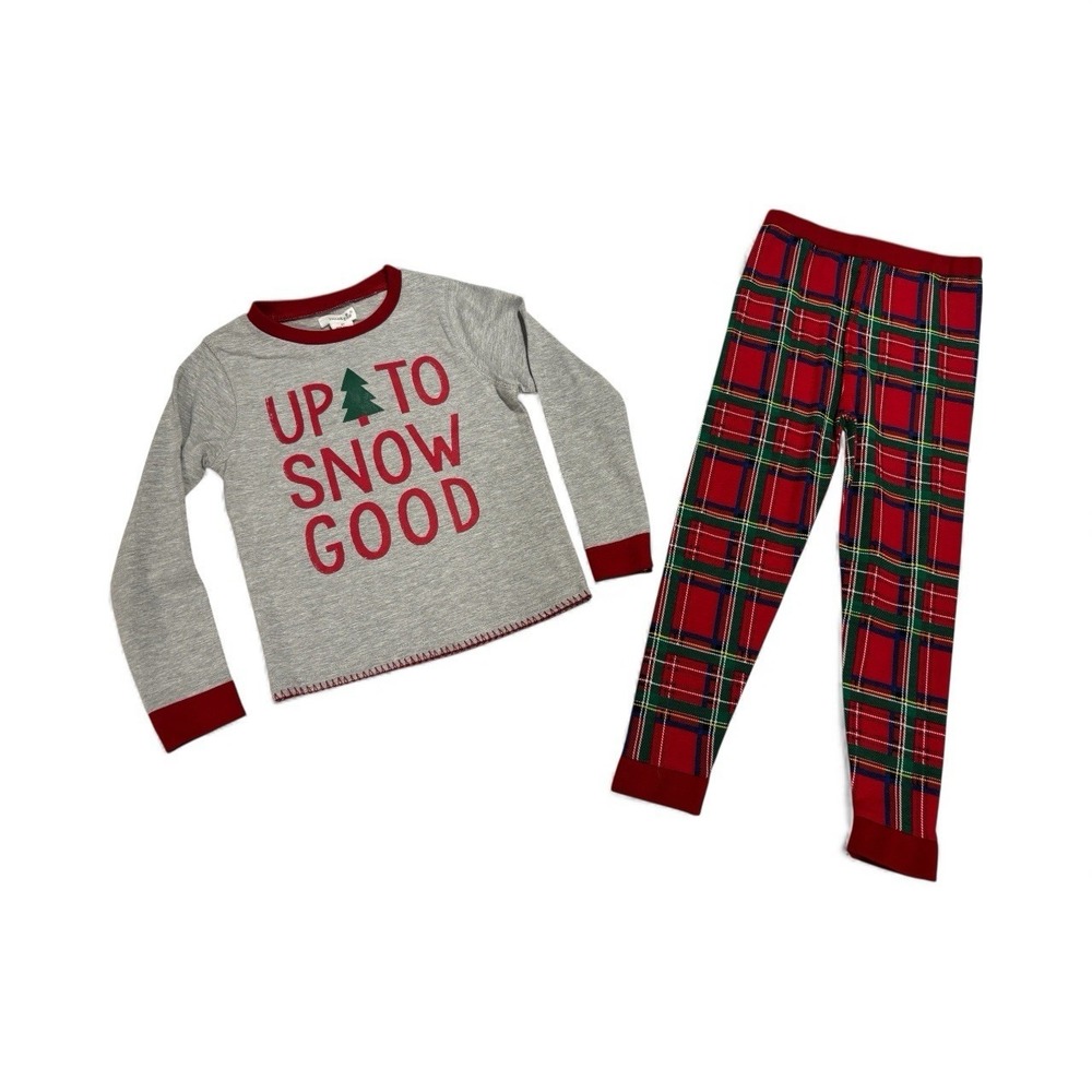 NWT‎ Mud Pie Kids Tartan Red Plaid Christmas Boys Pajamas "Up to Snow Good" 5T